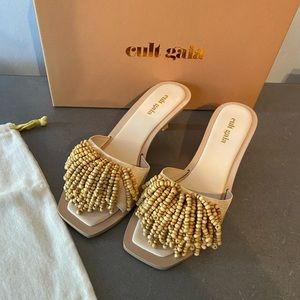 Cult Gaia Uma heels Beaded Sandals New